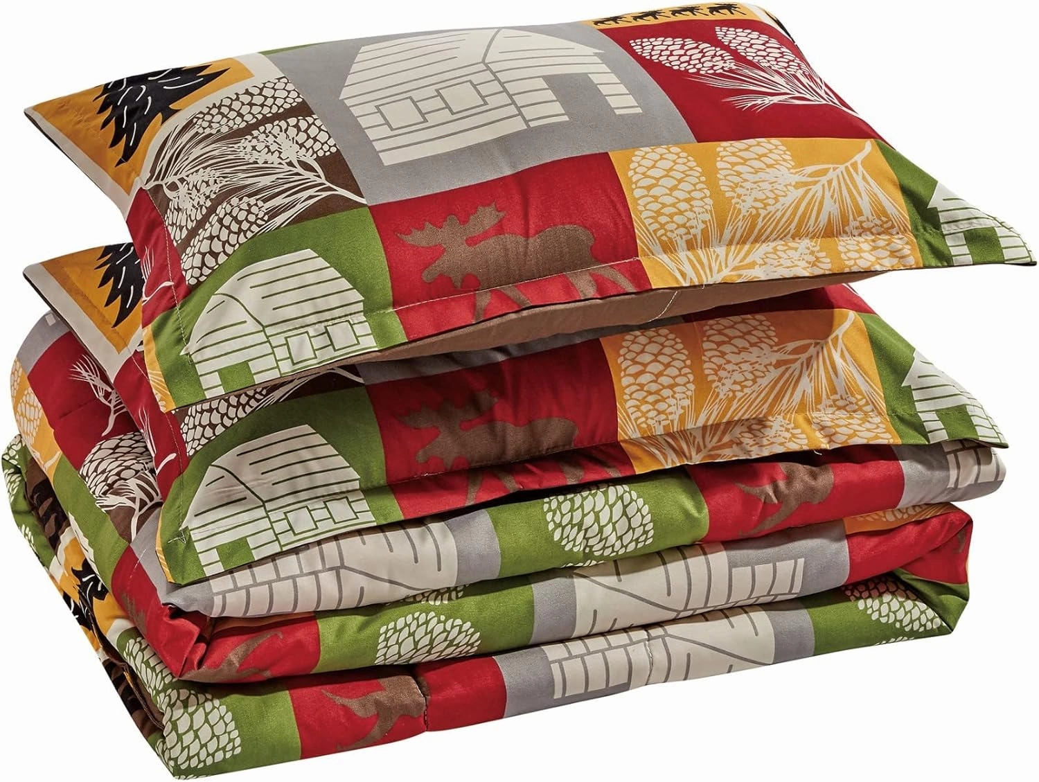 Chezmoi Collection 3-Piece Country Cabin Camping Wildlife Microfiber Printed Comforter Set, King Size