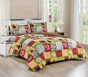 Chezmoi Collection 3-Piece Country Cabin Camping Wildlife Microfiber Printed Comforter Set, King Size