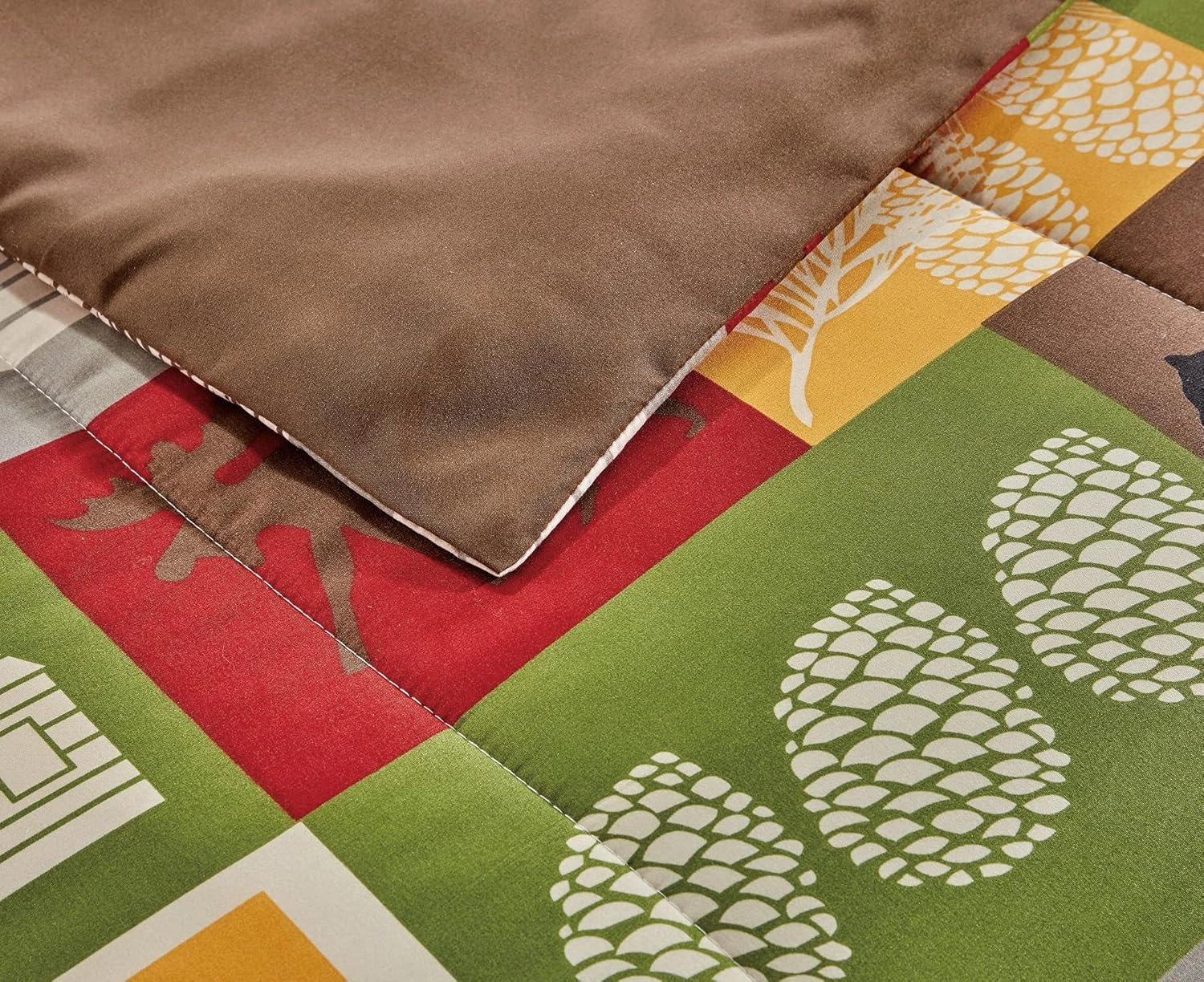 Chezmoi Collection 3-Piece Country Cabin Camping Wildlife Microfiber Printed Comforter Set, King Size
