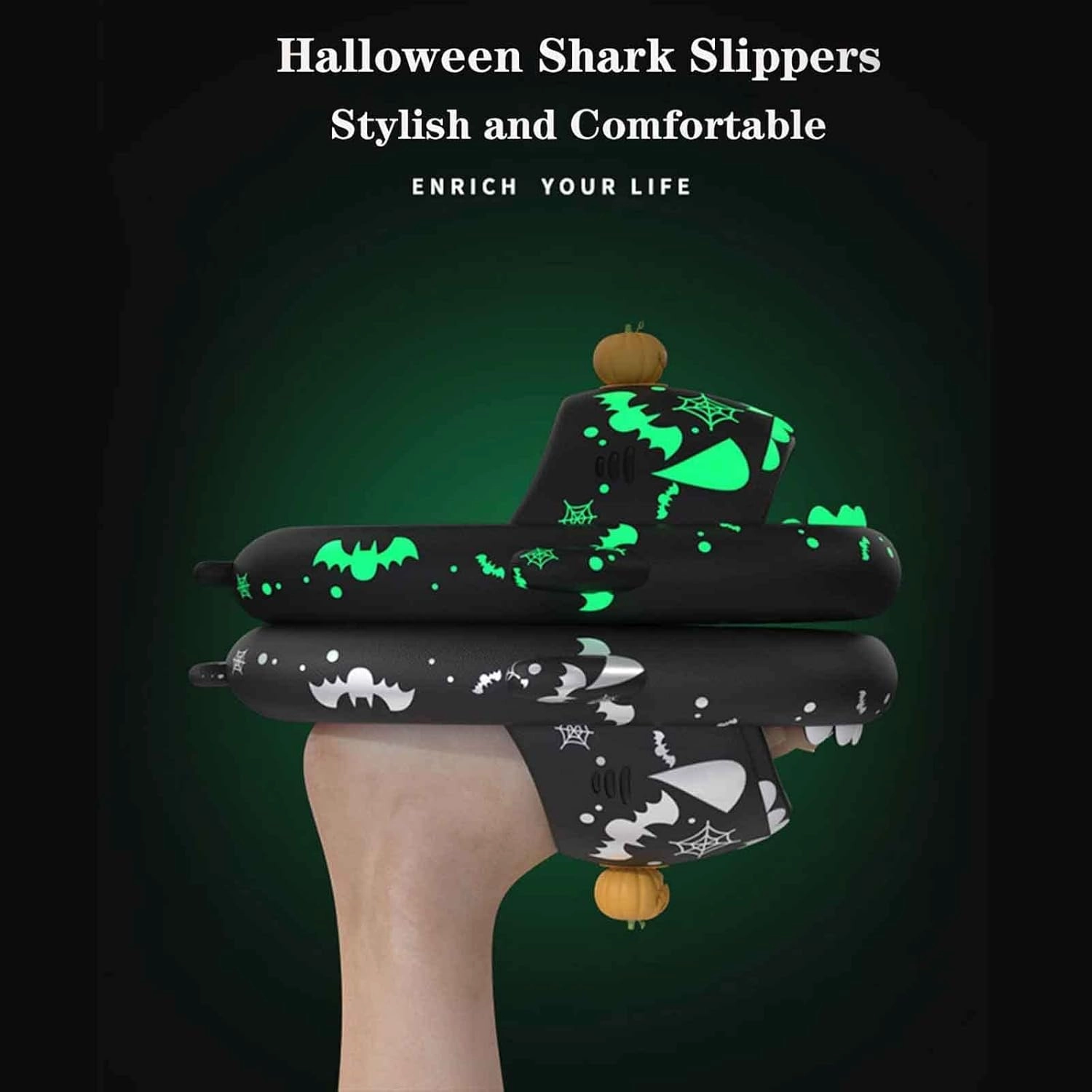 Christmas Shark Slides,Spooky Shark Slides Glow In The Dark For Men Women,Cozy Santa Shark Slides Cloud Shark Slippers
