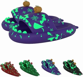 Christmas Shark Slides,Spooky Shark Slides Glow In The Dark For Men Women,Cozy Santa Shark Slides Cloud Shark Slippers