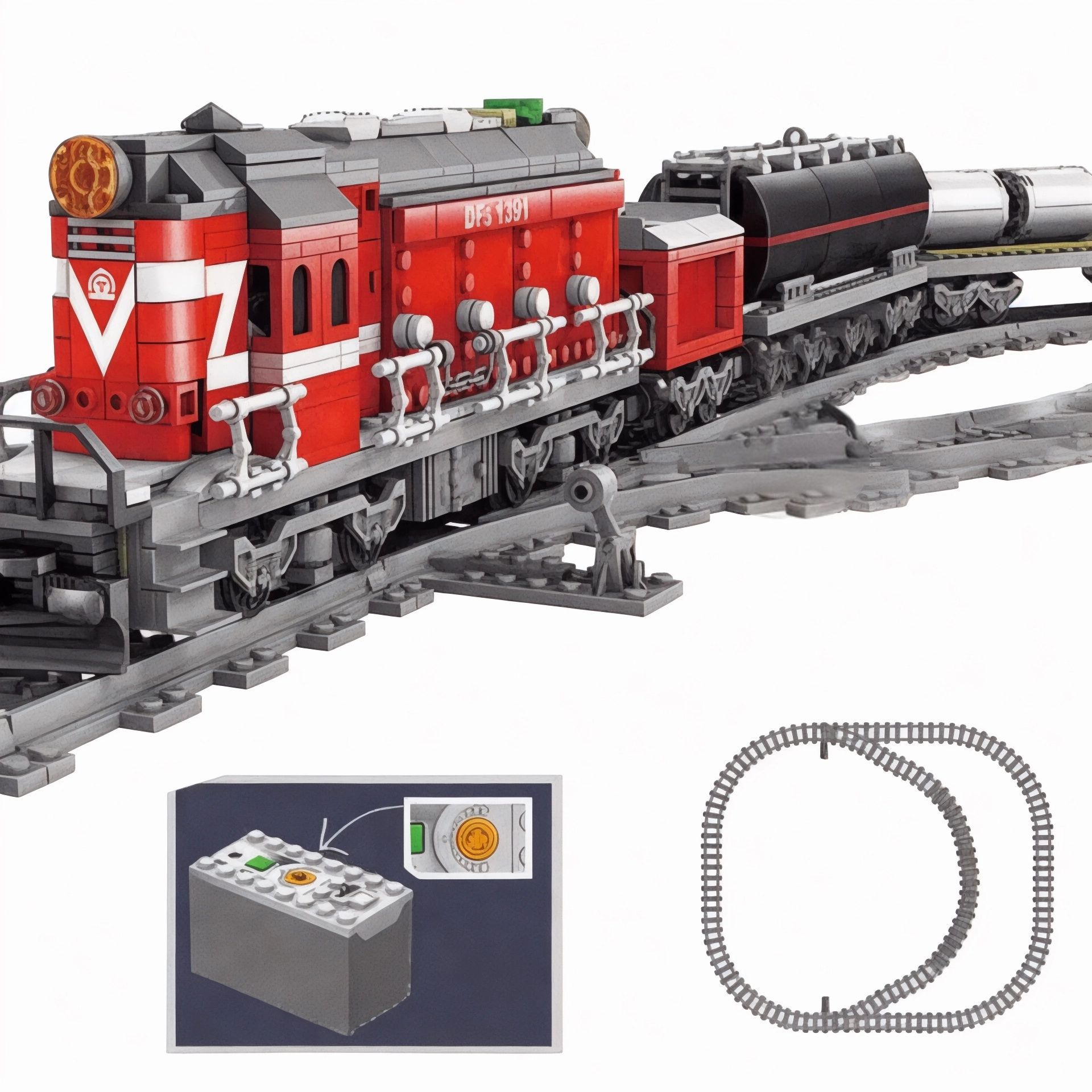 City Series Power Red Diesel Cargo Train Building Bricks Set | General Jim's Toys | GJ-EBRT