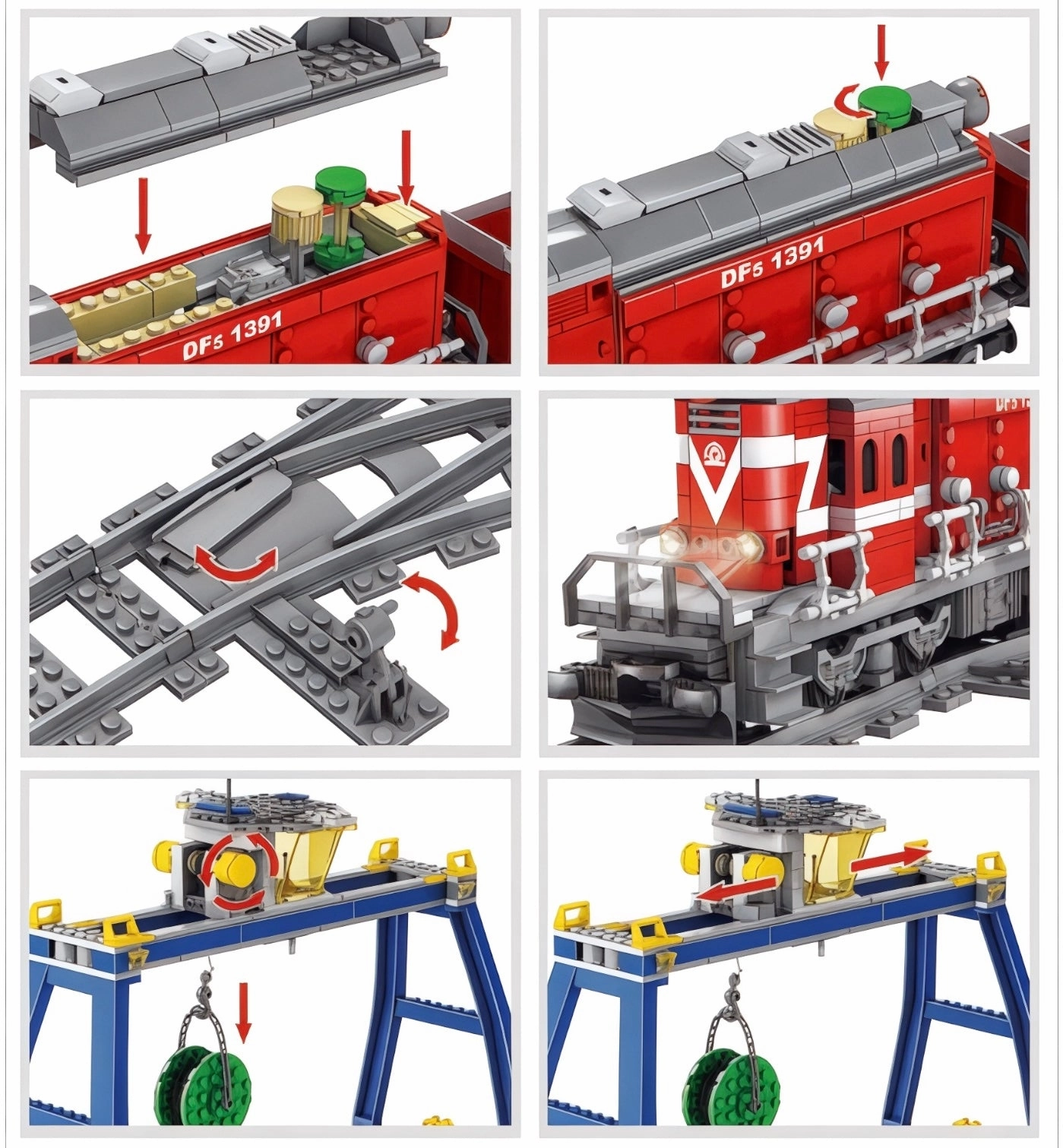 City Series Power Red Diesel Cargo Train Building Bricks Set | General Jim's Toys | GJ-EBRT