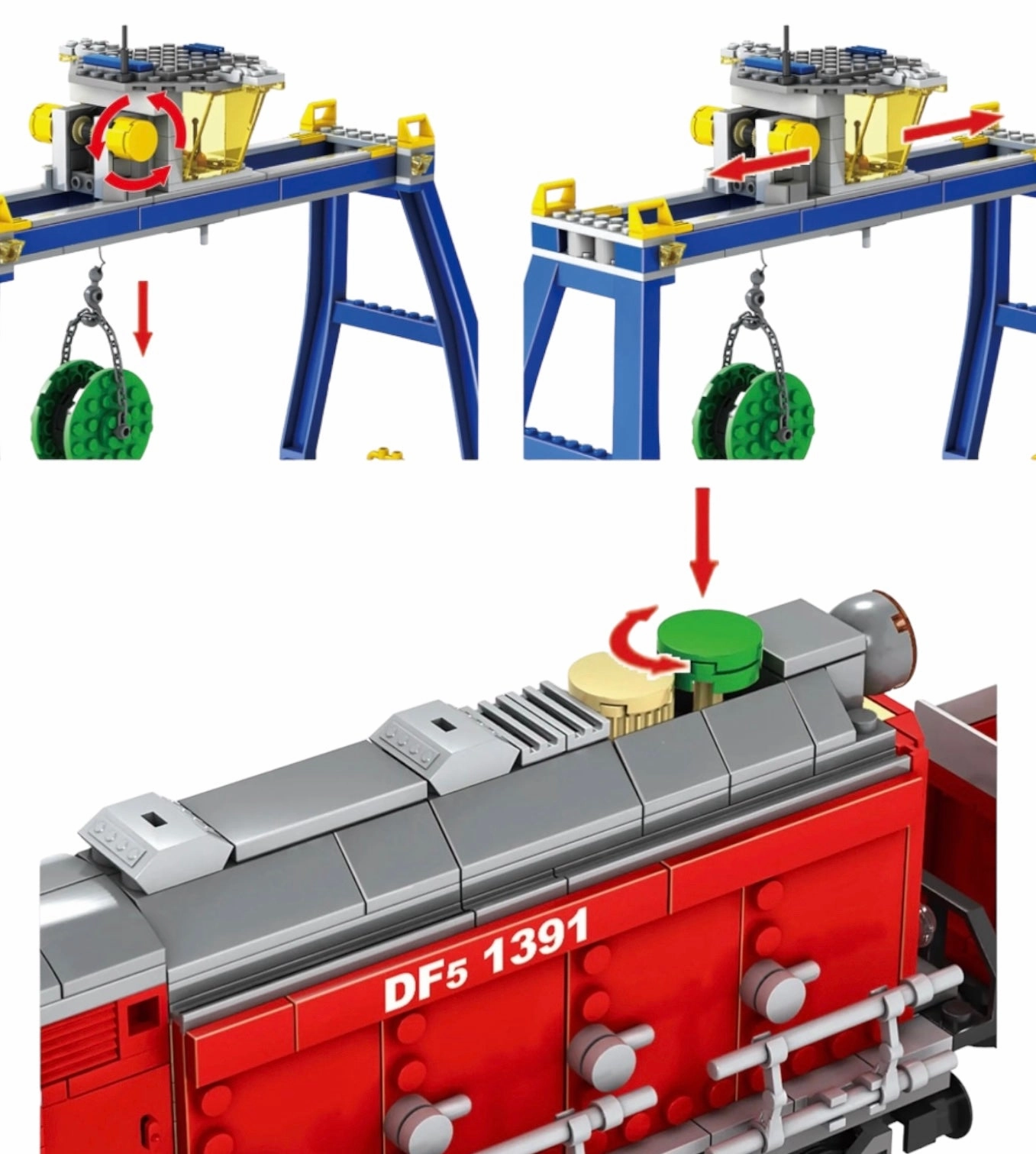 City Series Power Red Diesel Cargo Train Building Bricks Set | General Jim's Toys | GJ-EBRT