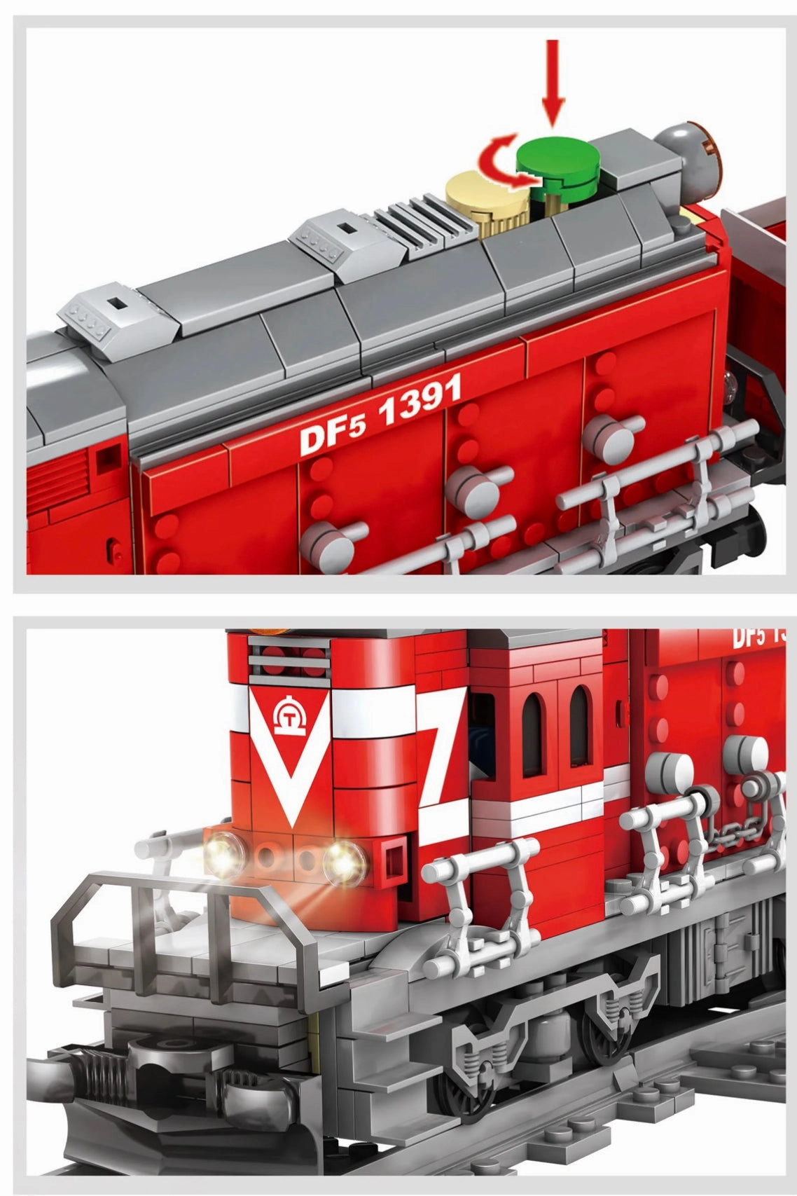 City Series Power Red Diesel Cargo Train Building Bricks Set | General Jim's Toys | GJ-EBRT