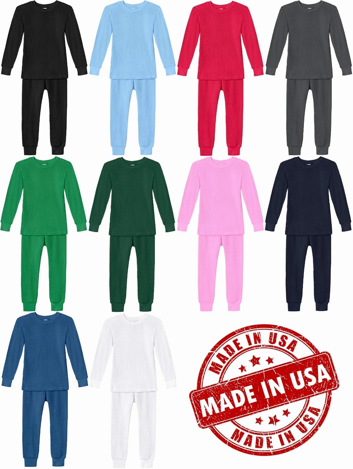 City Threads Boys and Girls Thermal Underwear Base Layer Long John Set - Soft 100% Cotton - Made in USA