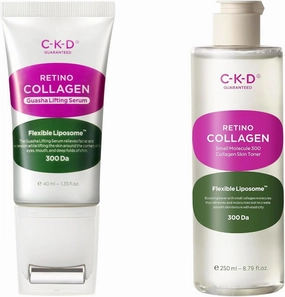 CKD Retino Collagen Radiance Bundle – Daily Hydrating Skin Toner & Advanced Gua Sha Lifting Serum with Massage Roller | Retinal   300-Dalton Collagen for Firmness, Wrinkle Reduction & Skin Texture