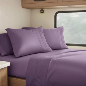 Clara Clark RV Queen Sheets, 6 Piece RV Sheets Set - Hotel Luxury Sheets for RV Bunks, Super Soft Bedding Set, Short Queen,Eggplant Purple
