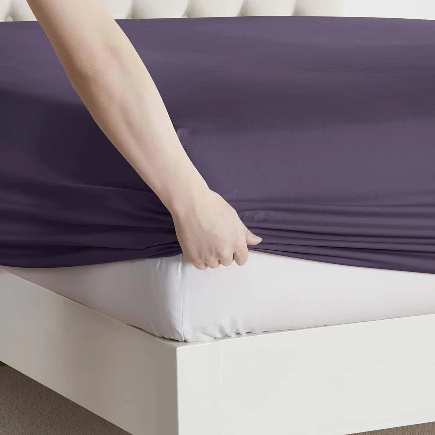 Clara Clark RV Queen Sheets, 6 Piece RV Sheets Set - Hotel Luxury Sheets for RV Bunks, Super Soft Bedding Set, Short Queen,Eggplant Purple
