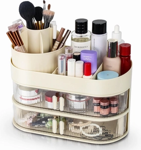 Clear Cosmetic Display Cases for Storage - Makeup Organizer for Counter- Counter top Skincare Organizers for vanity