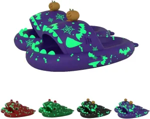 Cloudy Shark Slides, Halloween Christmas Shark Slippers, 3D Cartoon Spooky Shark Slides Glow in the Dark for Men Women