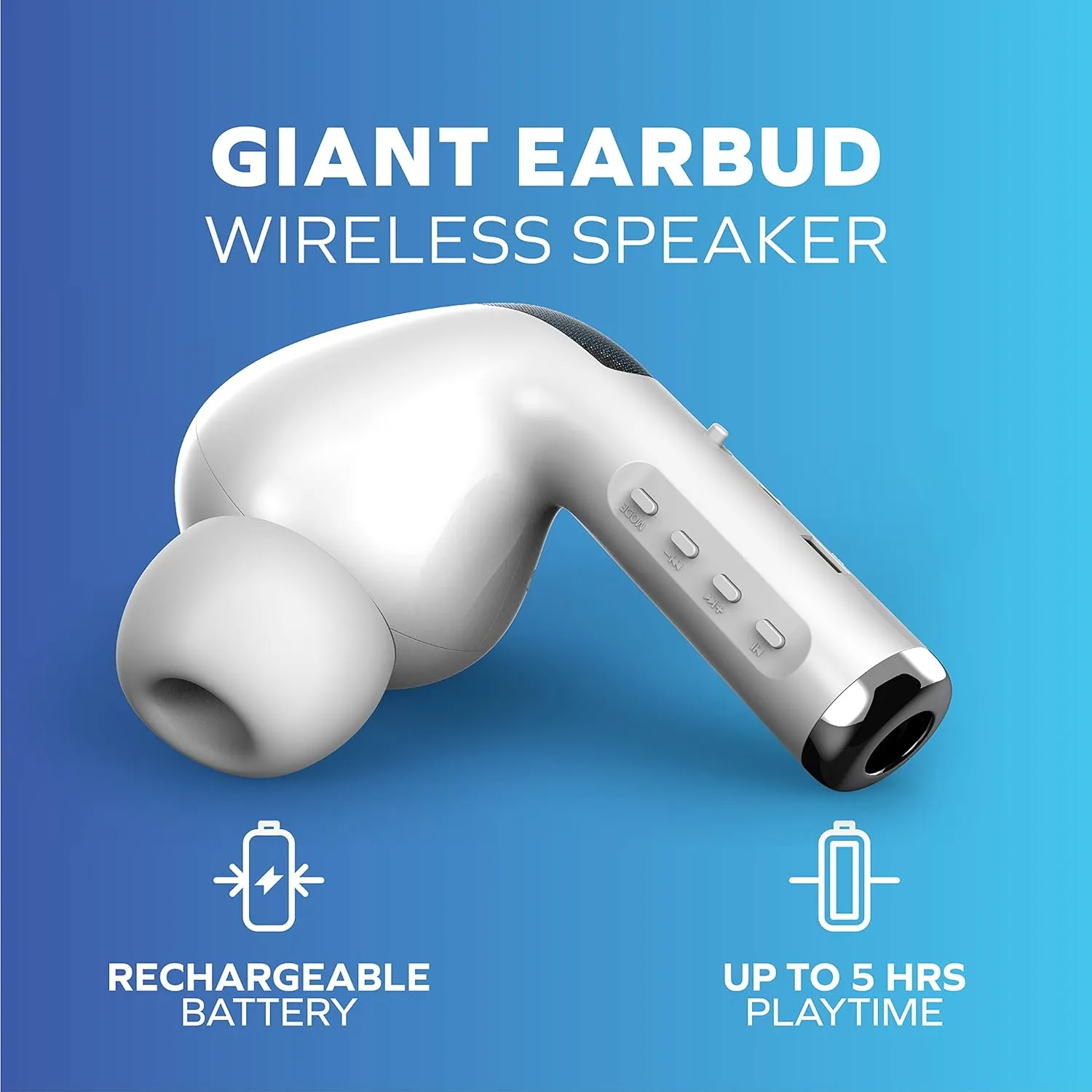 Coby True Wireless Speaker, 3W HQ Sound, 49-FT Range, Portable Earbud Shape, Built-in FM Radio, Aux, USB, TF, Mic | Rechargeable (416)