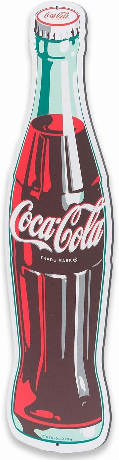 Coca-Cola Classic Bottle Metal Sign - Vintage Diner Coca-Cola Sign for Kitchen or Man Cave