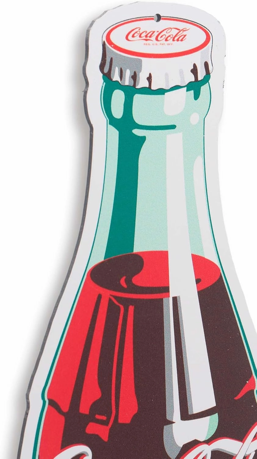 Coca-Cola Classic Bottle Metal Sign - Vintage Diner Coca-Cola Sign for Kitchen or Man Cave
