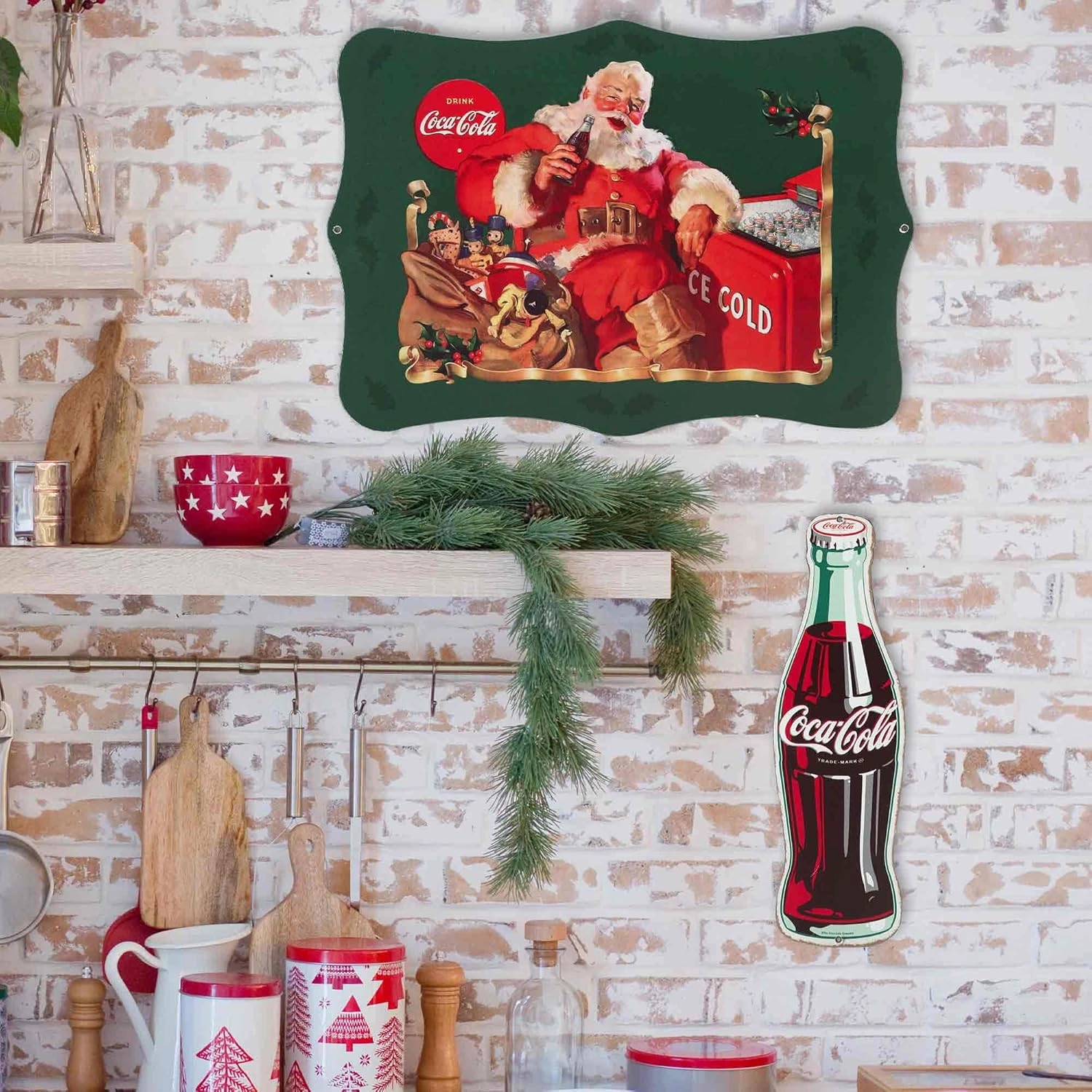 Coca-Cola Classic Bottle Metal Sign - Vintage Diner Coca-Cola Sign for Kitchen or Man Cave