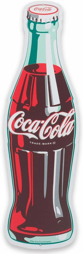 Coca-Cola Classic Bottle Metal Sign - Vintage Diner Coca-Cola Sign for Kitchen or Man Cave