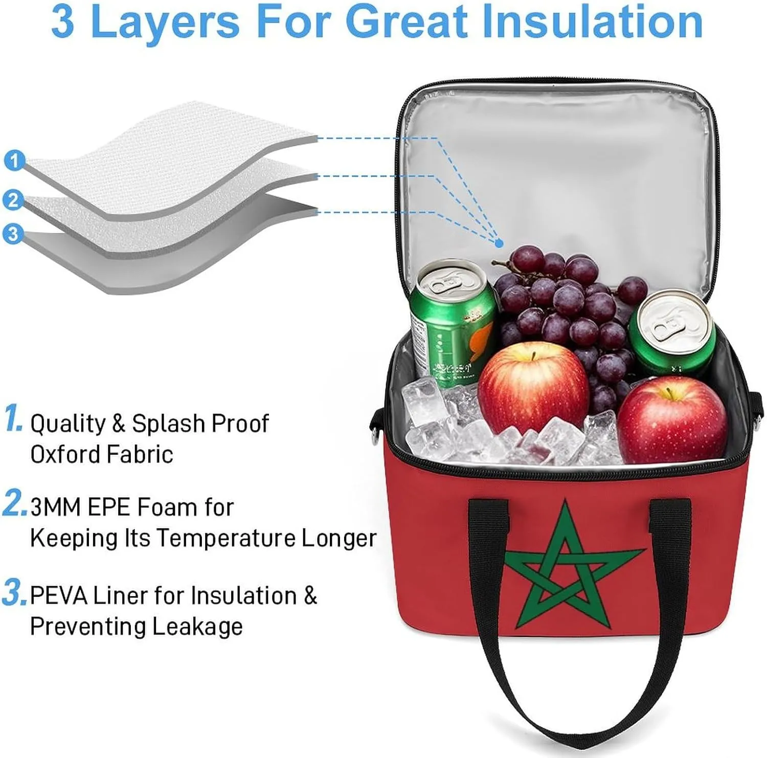 Collapsible Cooler Bag Camping Cooler Tote Lunch Cooler Insulated Waterproof Lunch Box for Picnic Beach Travel
