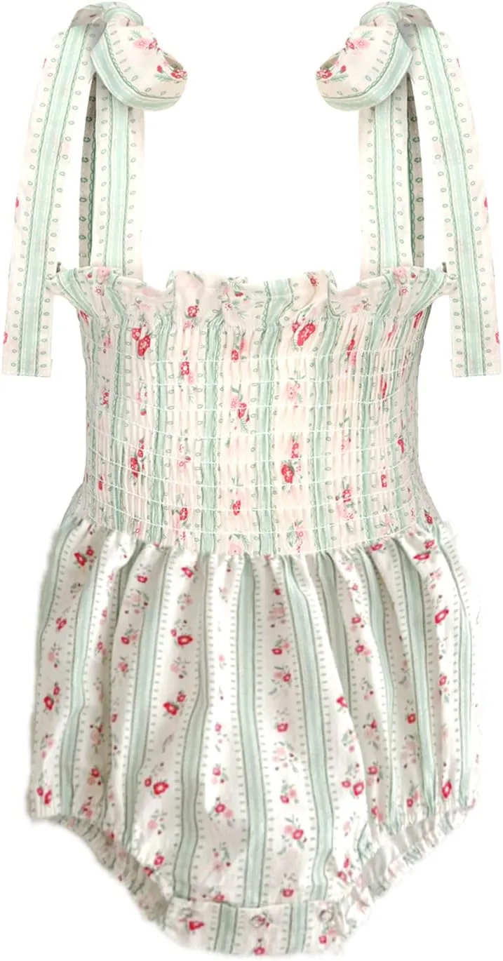 Colorful Childhood Baby Girls Summer Dress Toddler Strap Smocked Floral Boho Beach Dress Rompers Sisters Matching Outfits