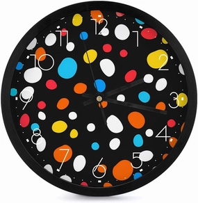 Colorful Spots Wall Clock 10 Inch Silent Non-ticking Battery Operated Decorative Clock for Kitchen Bedroom