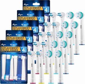 Compatible Oral-B Electric Toothbrush Ortho and Power Tip Bristle Replacement Head - 20-Pack | Braces Brush Heads with Dupont Bristles | Interproximal Clean with Orthodontic Brushes | Clean Retainers