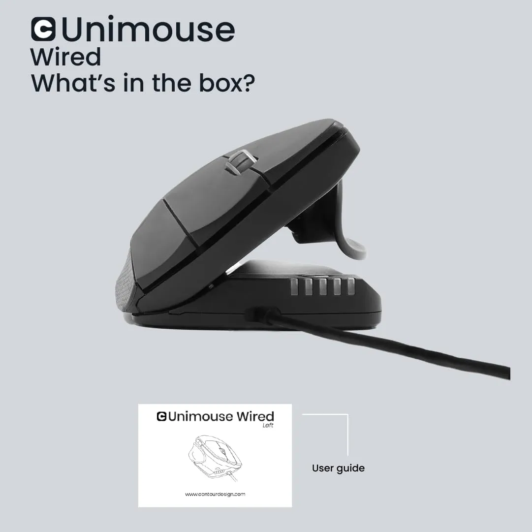 Contour Design Unimouse Eco Wired Ergonomic Mouse - Right-Hand Vertical Design for Gaming, Laptop & Desktop - Adjustable, Mac & PC Compatible