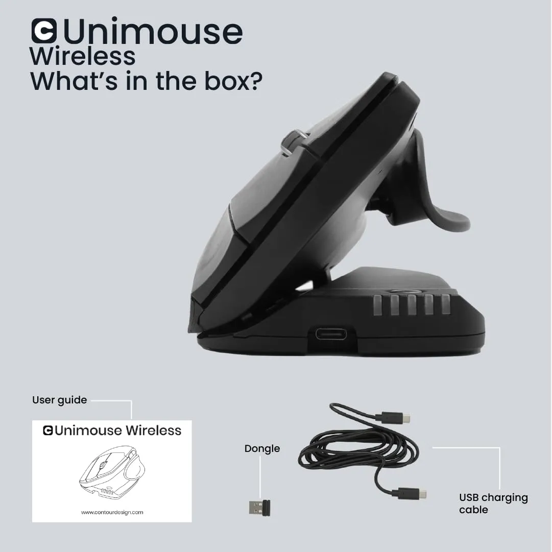 Contour Design Unimouse Eco Wireless Bluetooth Ergonomic Mouse - Right-Hand Vertical Design for Gaming, Laptop & Desktop - Adjustable, Mac & PC Compatible