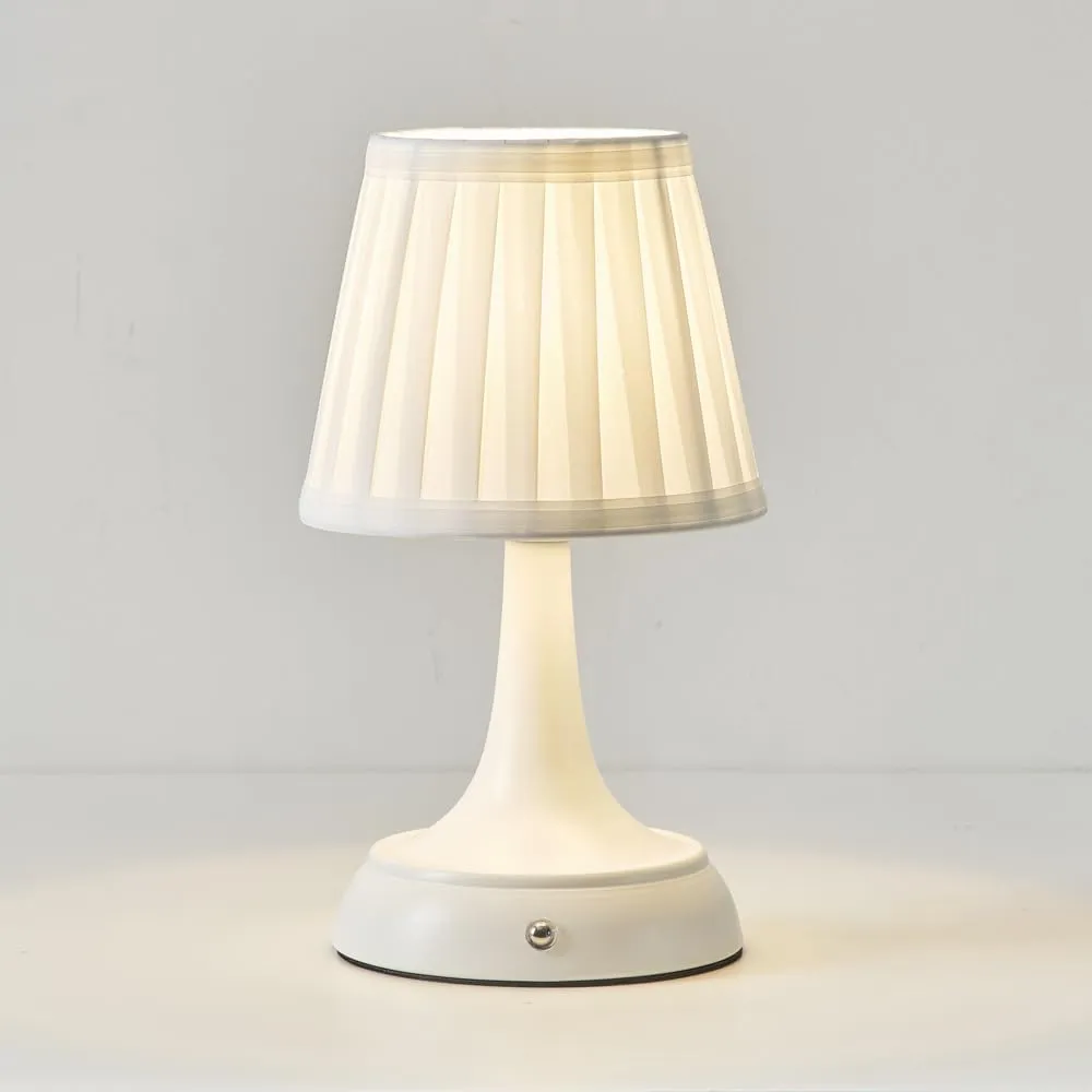 Cordless LED Table Lamp, Modern Portable Rechargeable Battery Operated Desk Lamp Small Shower Lamp with Touch Dimmable Switch and Fabric Lamp Shade for Bedroom/Restaurant/Bedside/Nightstand/Bar