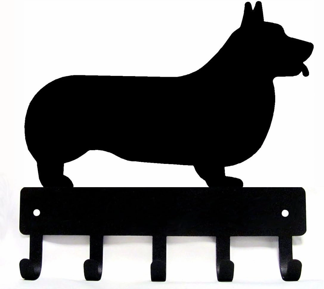 Corgi - Key Holder & Dog Leash Hanger for Wall - Large 9 inch Wide with 5 Hooks - Made in USA