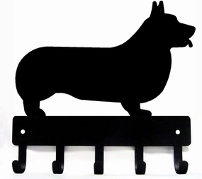 Corgi - Key Holder & Dog Leash Hanger for Wall - Large 9 inch Wide with 5 Hooks - Made in USA
