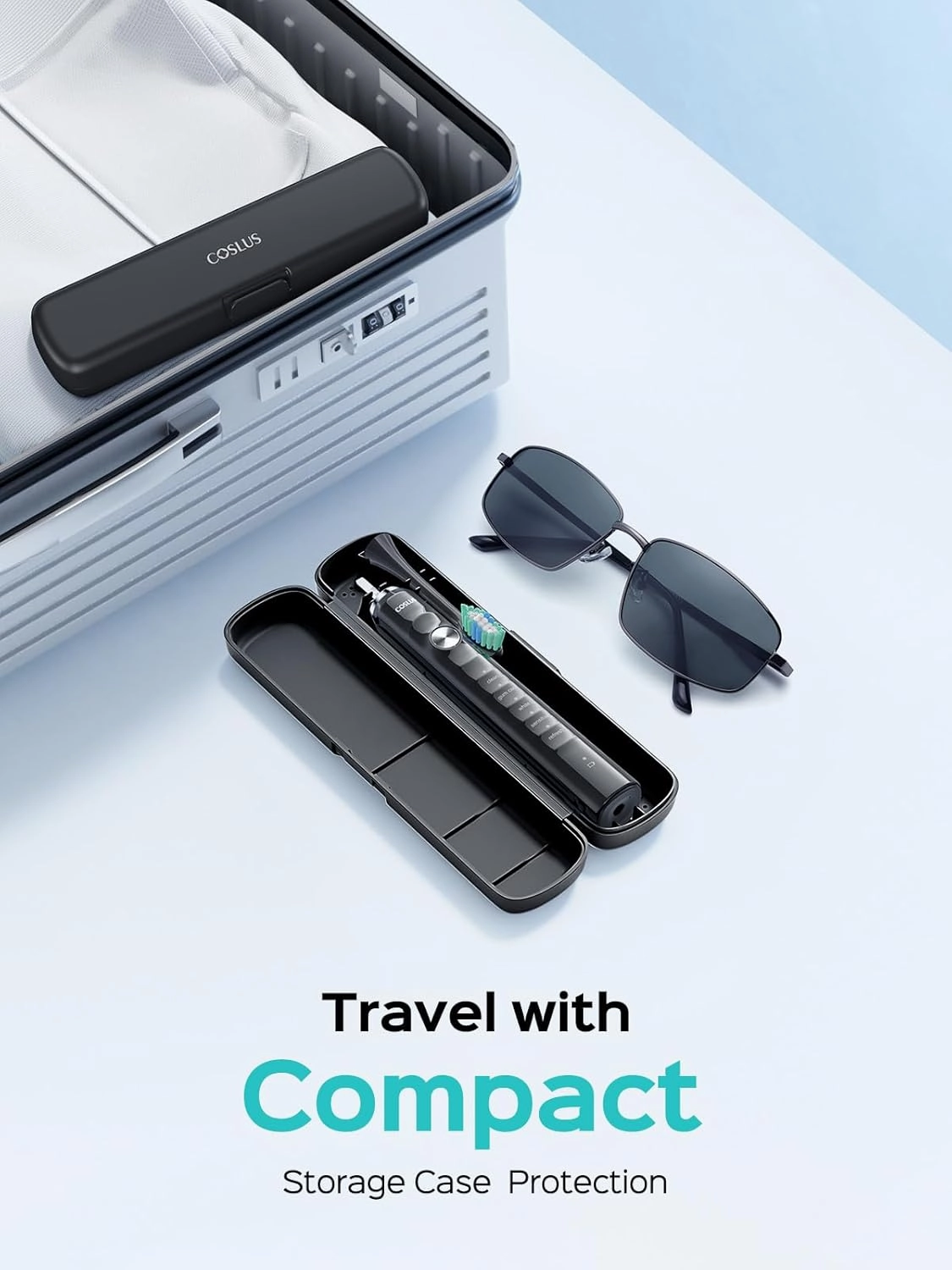 COSLUS Electric Toothbrush for Adults and Teen: Wireless Rechargeable Tooth Brush for Adult and Teen Youth with Portable Travel Case, 5 Modes 47000 VPM Power Toothbrushes 6 Brush Heads Black