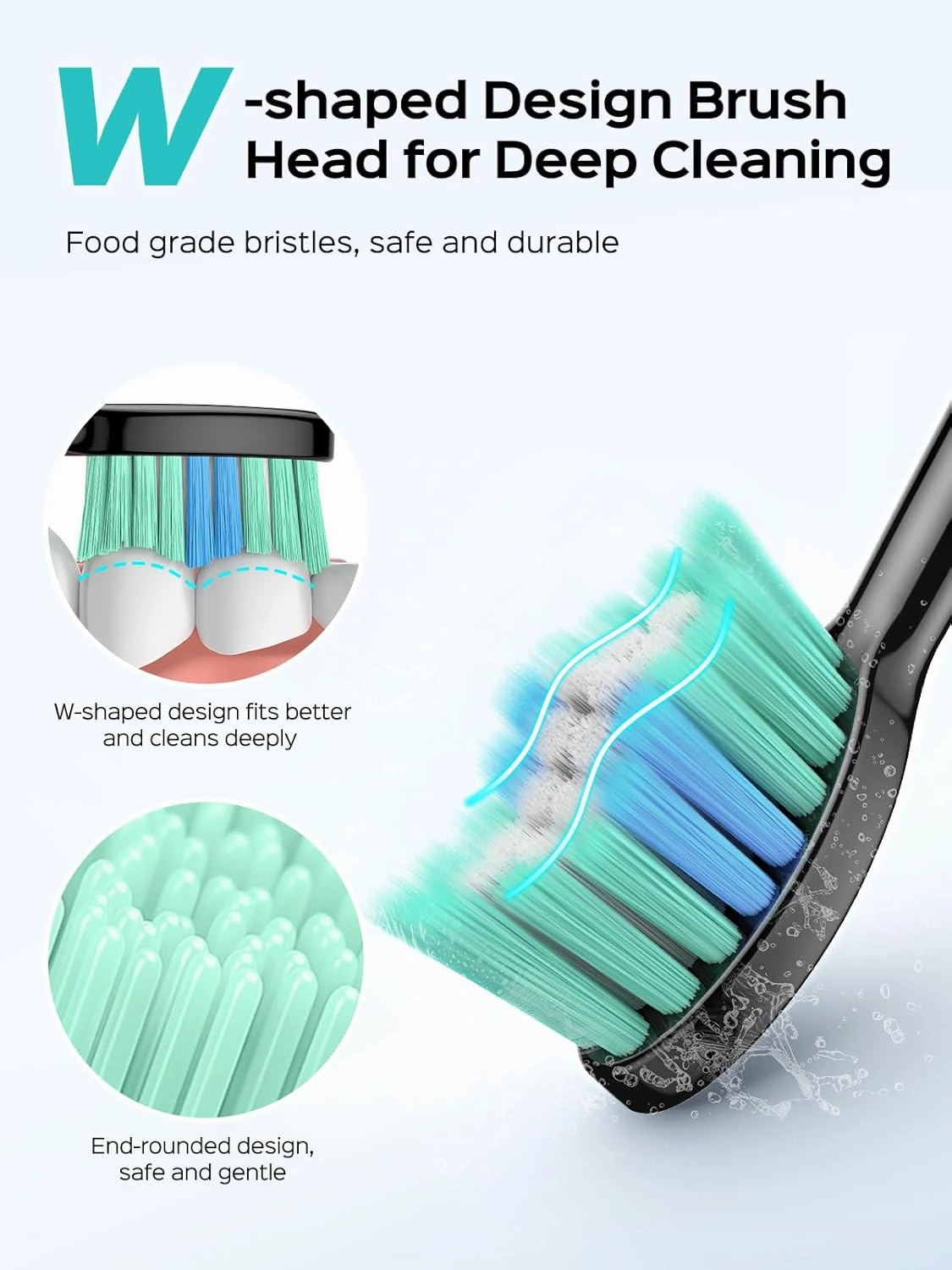 COSLUS Electric Toothbrush for Adults and Teen: Wireless Rechargeable Tooth Brush for Adult and Teen Youth with Portable Travel Case, 5 Modes 47000 VPM Power Toothbrushes 6 Brush Heads Black