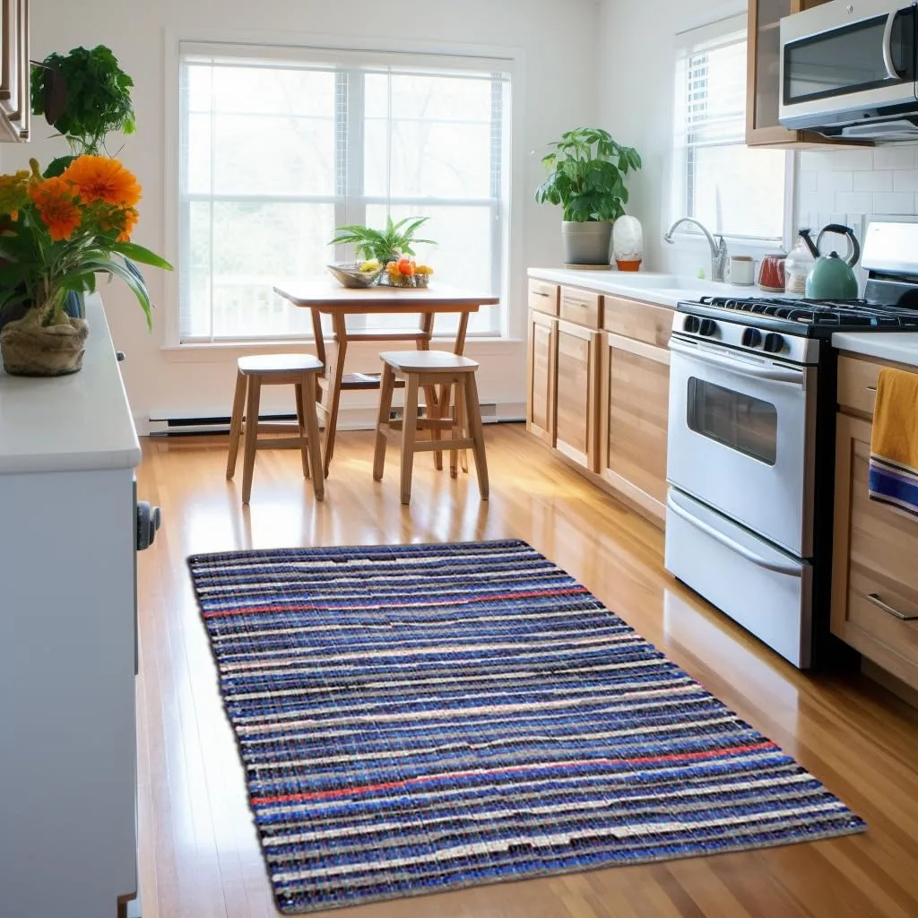 COTTON CRAFT Cotton Chindi Rag Rug - Boho Farmhouse Rustic Area Accent Throw Rug - Handwoven Reversible Natural Recycled Yarn - Living Room Den Study Home Décor Gift - 4' x 6' - Multi Color