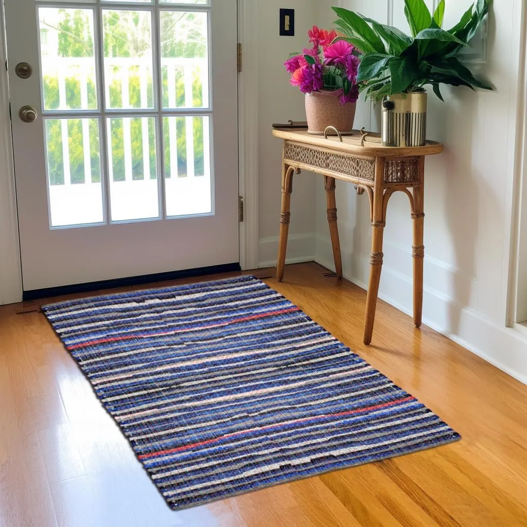 COTTON CRAFT Cotton Chindi Rag Rug - Boho Farmhouse Rustic Area Accent Throw Rug - Handwoven Reversible Natural Recycled Yarn - Living Room Den Study Home Décor Gift - 4' x 6' - Multi Color