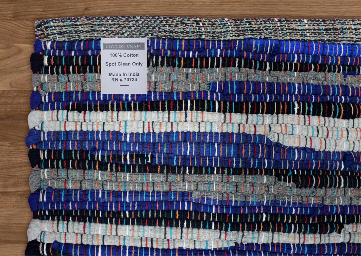 COTTON CRAFT Cotton Chindi Rag Rug - Boho Farmhouse Rustic Area Accent Throw Rug - Handwoven Reversible Natural Recycled Yarn - Living Room Den Study Home Décor Gift - 4' x 6' - Multi Color