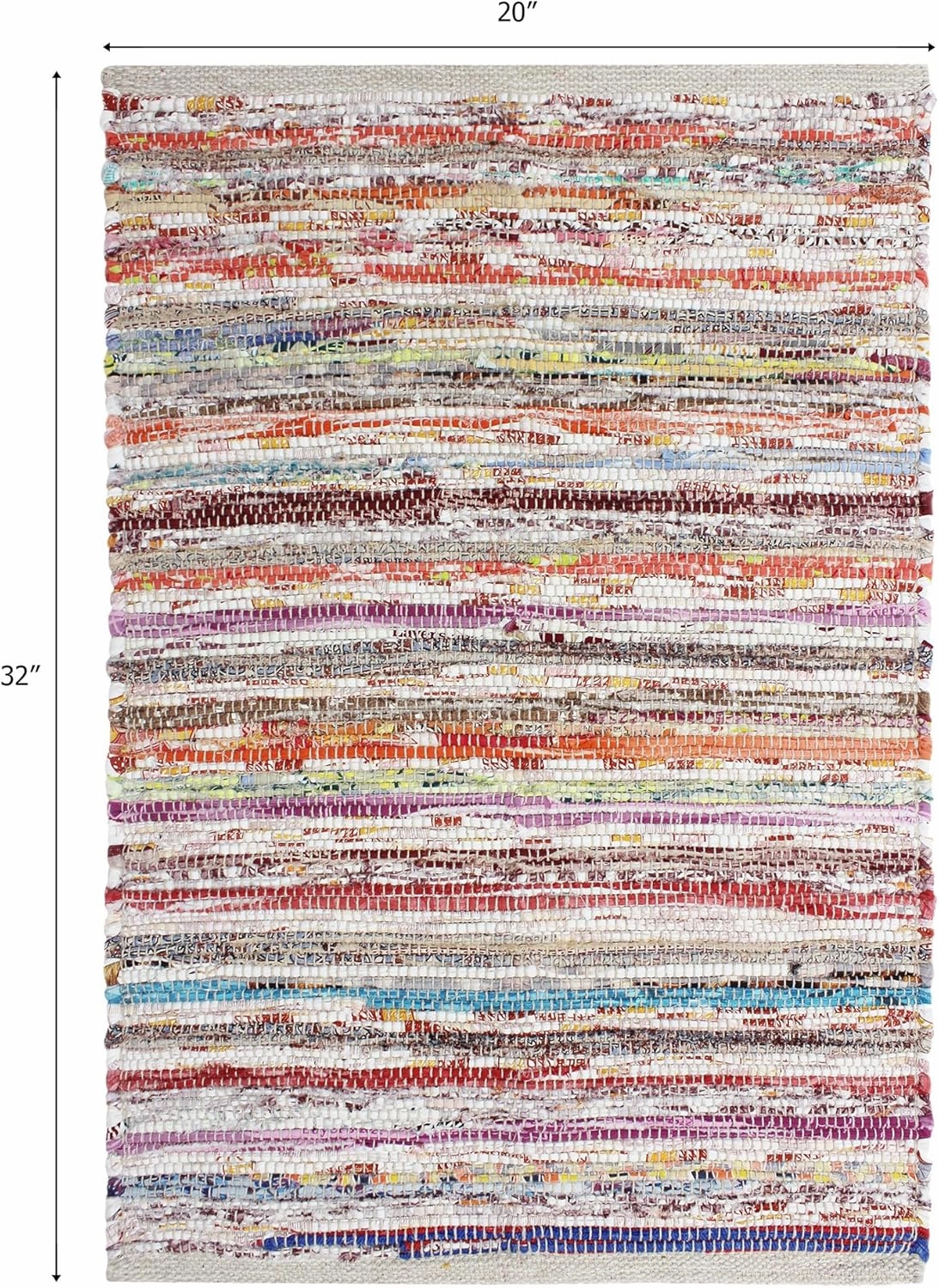 COTTON CRAFT Cotton Chindi Rag Rug - 2 Pack - Boho Farmhouse Rustic Area Accent Throw Rug - Handwoven Reversible Natural Recycled Yarn - Living Room Den Study Home Décor Gift -20 x 32 in - Multi Color
