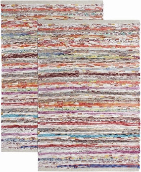 COTTON CRAFT Cotton Chindi Rag Rug - 2 Pack - Boho Farmhouse Rustic Area Accent Throw Rug - Handwoven Reversible Natural Recycled Yarn - Living Room Den Study Home Décor Gift -20 x 32 in - Multi Color