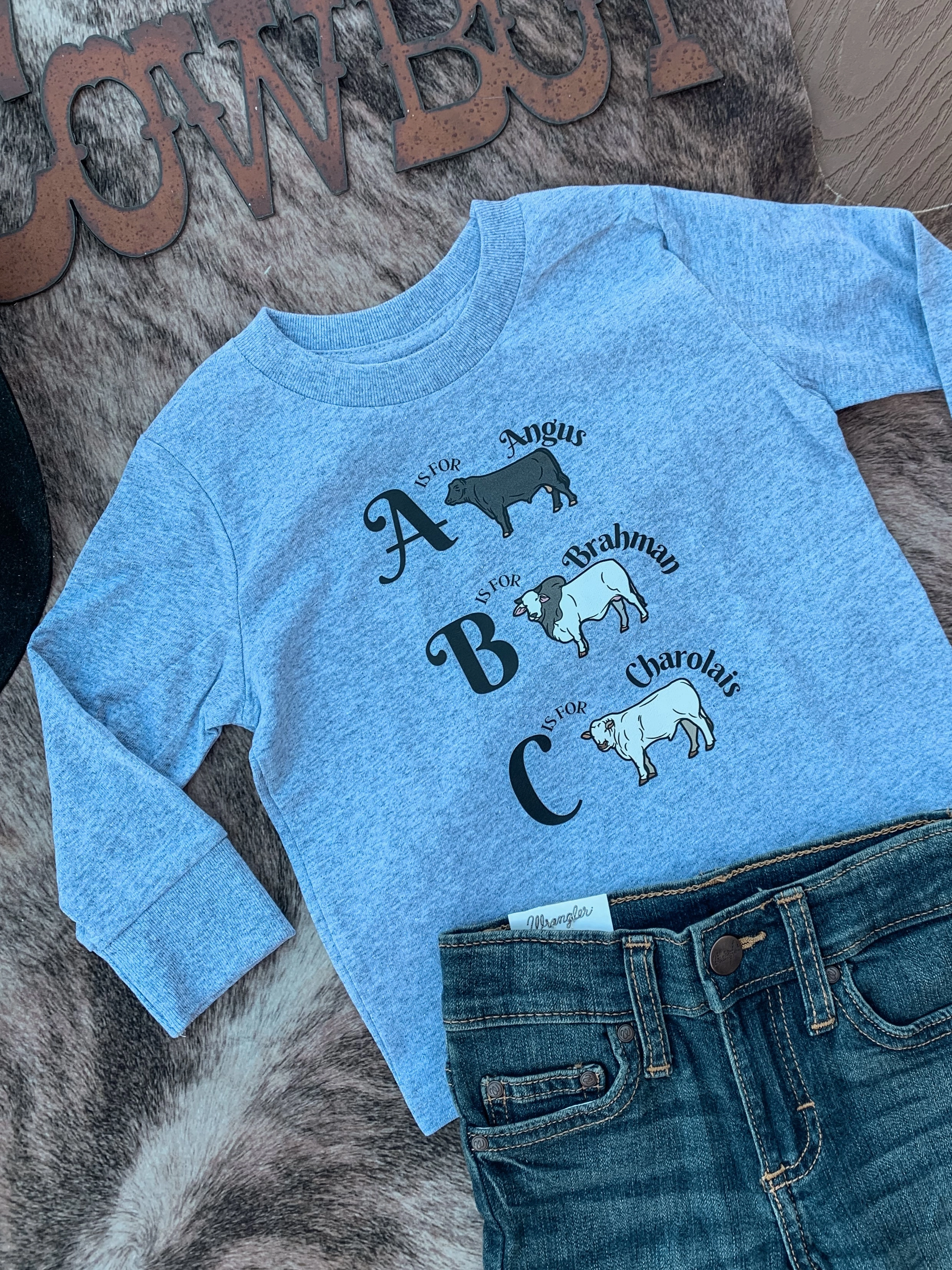 Cowboy Alphabet Youth Longsleeve Tee