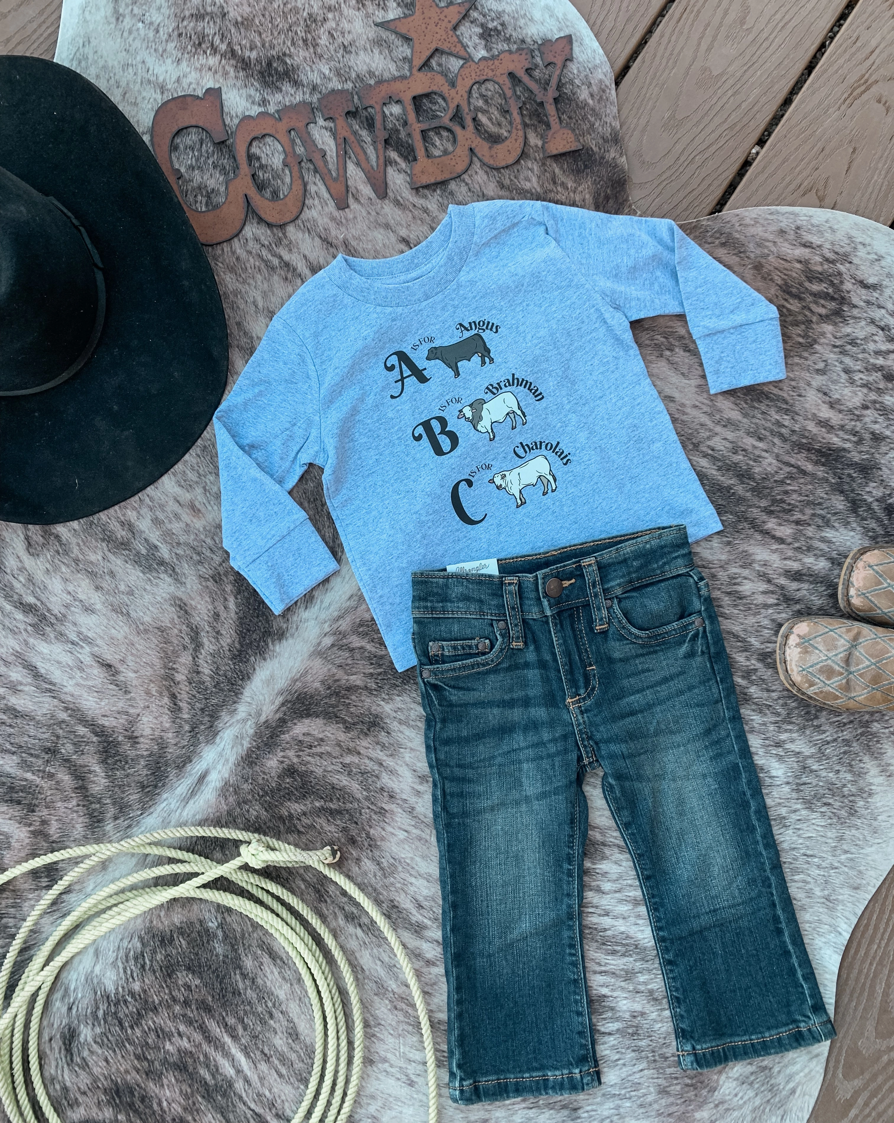 Cowboy Alphabet Youth Longsleeve Tee