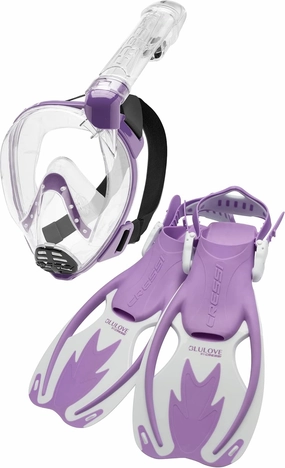 Cressi Junior Snorkeling Kit for Kids Aged 5 to 15 - Full Face Mask   Adjustable Fins   Lightweight Colorful Equipment - Baron Jr & Rocks Set: Made in Italy