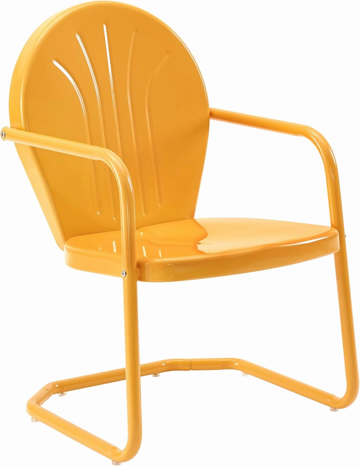 Crosley Griffith Retro Metal Outdoor Chair & Side Table, Tangerine
