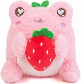 Cuddle Barn PlushGoals - Strawberry Munch Wawa The Froggie Soft Pink Scented Stuffed Animal Kawaii Frog Plush Toy, 6 inches