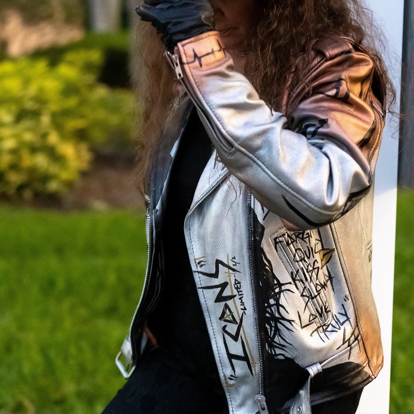 Custom Hand-Painted Aerosmith Leather Jacket – Unique Rock & Roll Biker Jacket with Toys in the Attic Artwork – Vintage Music Fan Apparel