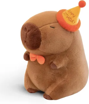 Cute Happy Birthday Capybara Plush Soft Capybara Stuffed Animal Kawaii Capybara Plushie Stuffed Toys Gift for Kids 13 inch