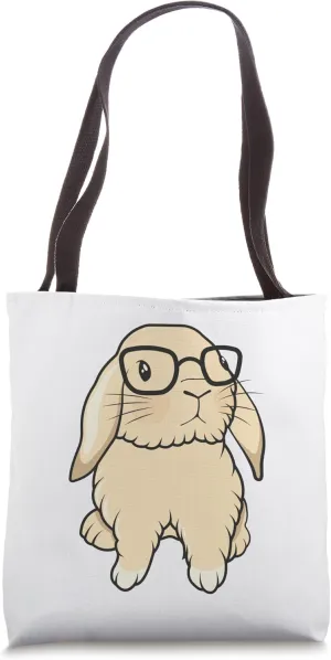 Cute Mini Holland Lop Bunny Rabbit Lover Glasses Easter Tote Bag