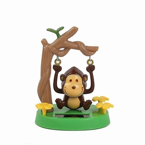 Cute Monkey Ornament Solar Powered Monkey Swinging Animated Bobble Dancer Toy