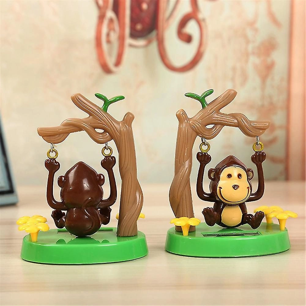 Cute Monkey Ornament Solar Powered Monkey Swinging Animated Bobble Dancer Toy