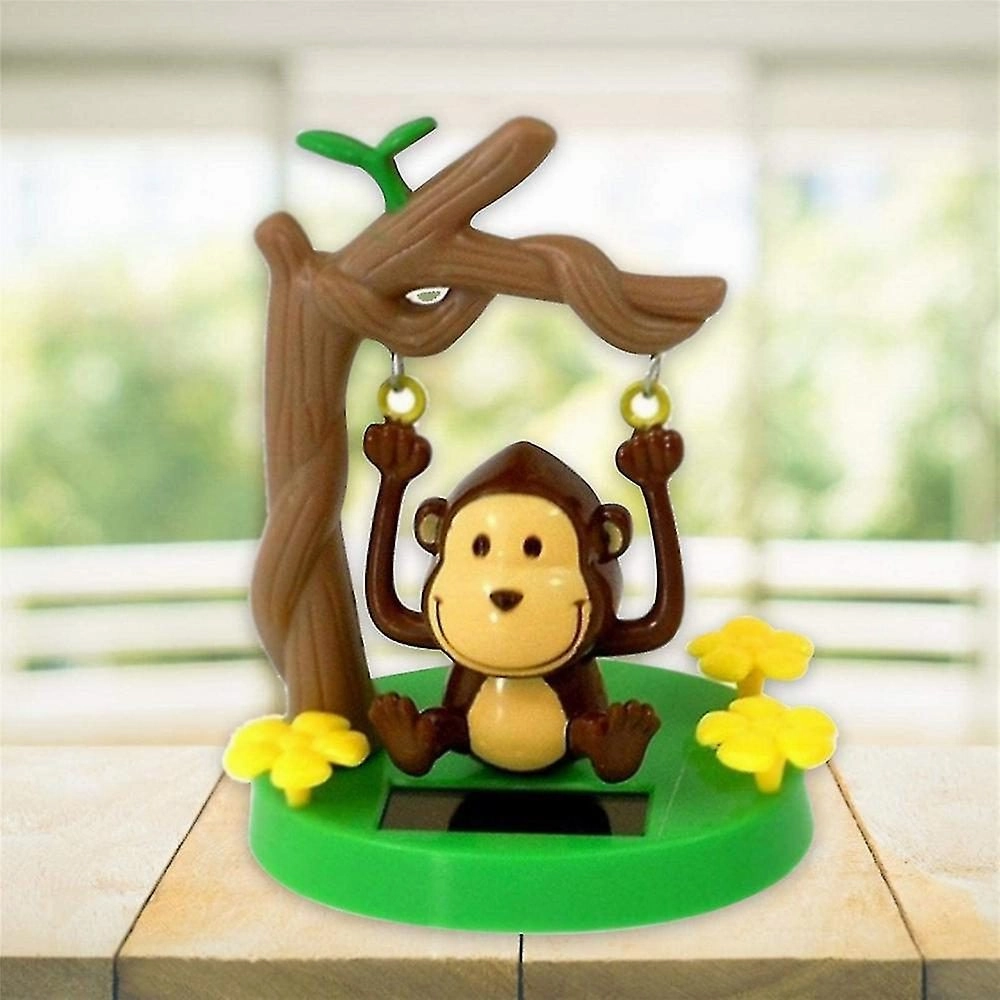 Cute Monkey Ornament Solar Powered Monkey Swinging Animated Bobble Dancer Toy