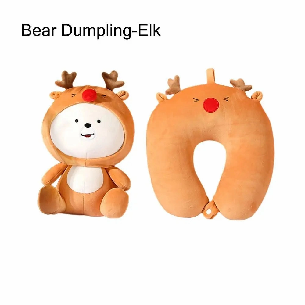 Cute Multifunctional Cartoon Cervical Fluffy Pillows - U Shaped Travel Pillow