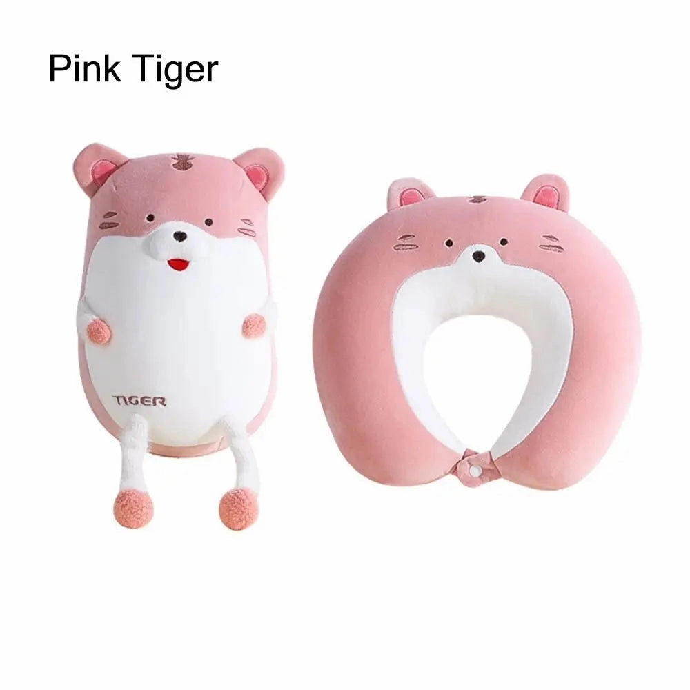 Cute Multifunctional Cartoon Cervical Fluffy Pillows - U Shaped Travel Pillow