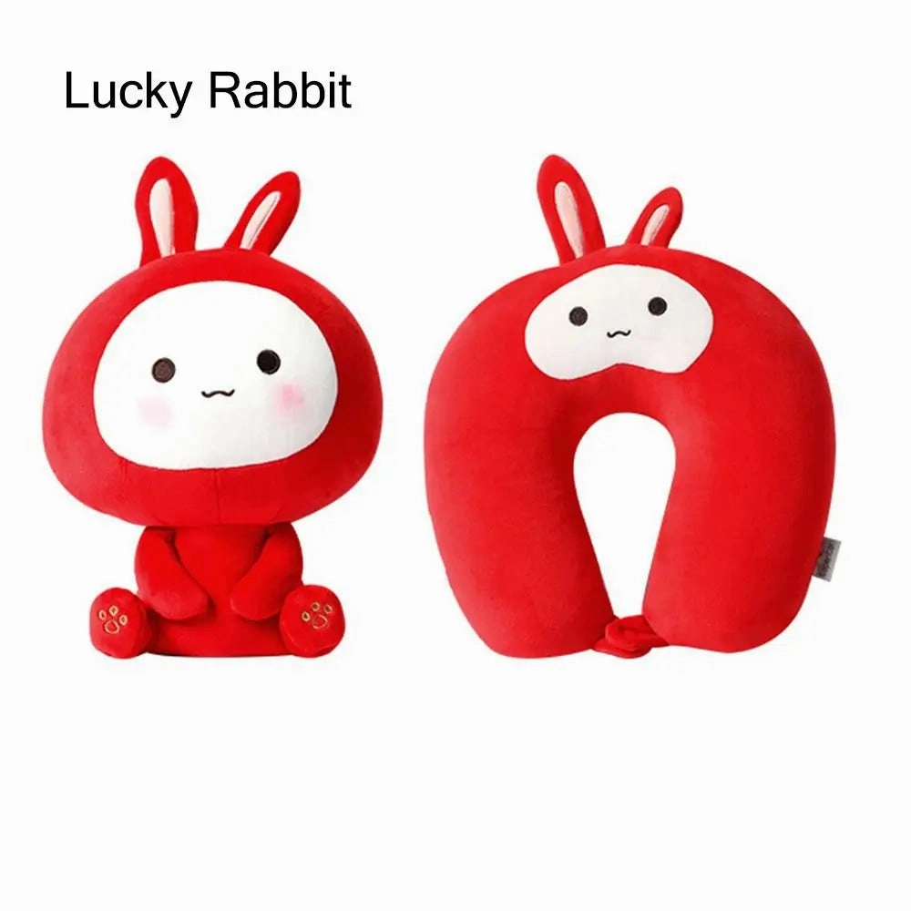 Cute Multifunctional Cartoon Cervical Fluffy Pillows - U Shaped Travel Pillow